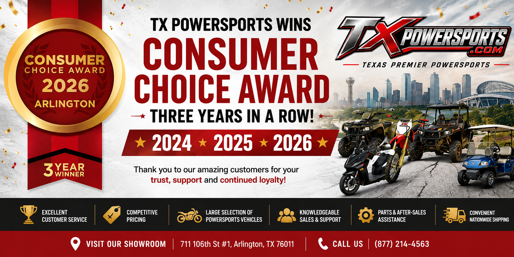 TX PowerSports Consumer Choice Award Winner 2024, 2025 and 2026